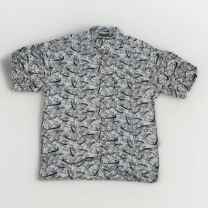 Columbia Men’s Button Up Fishing Shirt Size M‎ Short Sleeve Fish Print